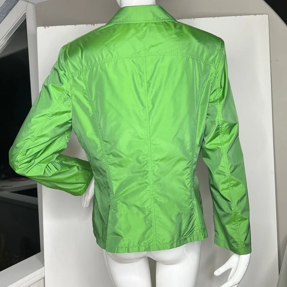 St Emile Sz 10 Green Nylon Lightweight Front Button Jacket Blazer